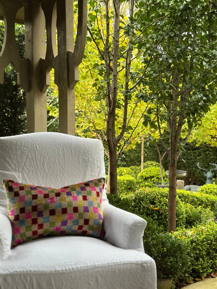 Image of Neon Checker Ikat Cushion