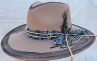 Image 4 of Brown Fedora Painted Feathers & Print Band