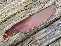 Image 2 of Damascus knife with Buffalo leather sheath.