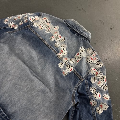Image of BNWT SS 24 Palace x Evisu Dice Denim Jakcet, size medium