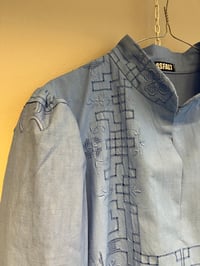 Image 7 of Blue puff sleeve shirt (X-Large)