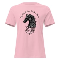 Image 3 of Women's Relaxed T-Shirt, My Heart Runs On Four Hooves Horse Tee