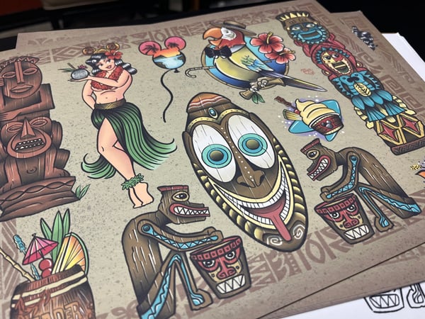 Image of 11”x14” Disney Tiki 6 Sheet Flash (Std Cardstock) Set with line stencil sheets 