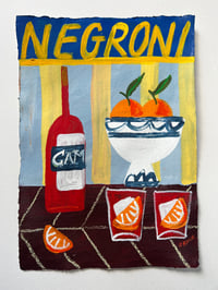 Negroni on pale yellow and blue stripes