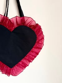 Image 2 of Black Heart Bag with Red Tulle Ruffle – Valentine’s Edition