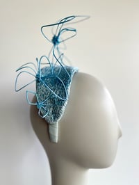 Image 4 of Sky blue headpiece w wired flowers 