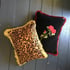 Pink velvet, red rose cushion Image 5