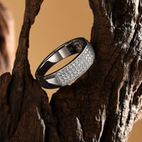 Image 5 of Newshe 925 Sterling Silver Wedding Band 7mm Width with 4 Row 84 Round Cut 5A Zircon Engagement Ring 
