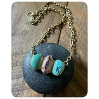 Image 1 of Variscite Cantera Opal and Turquoise Triple Stack Necklace