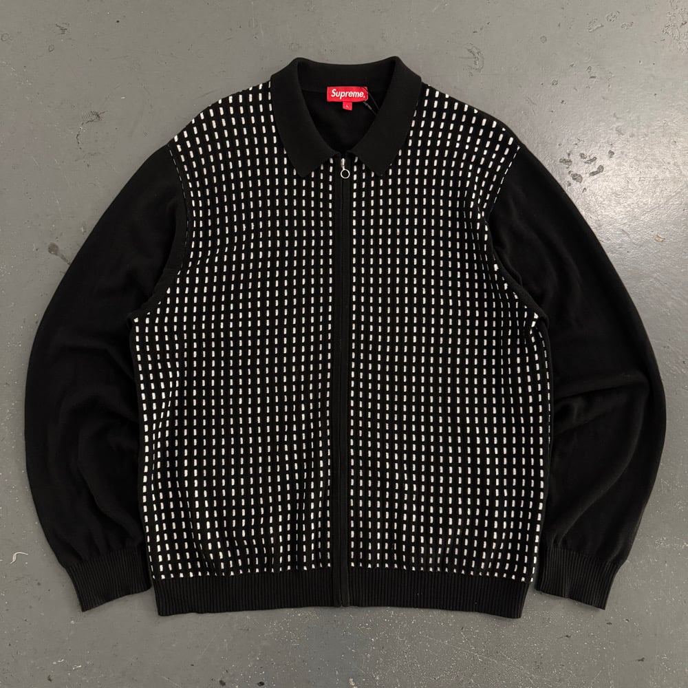 Image of SS18 Supreme Dashes Zip Up Knit Longsleeve Polo, size large