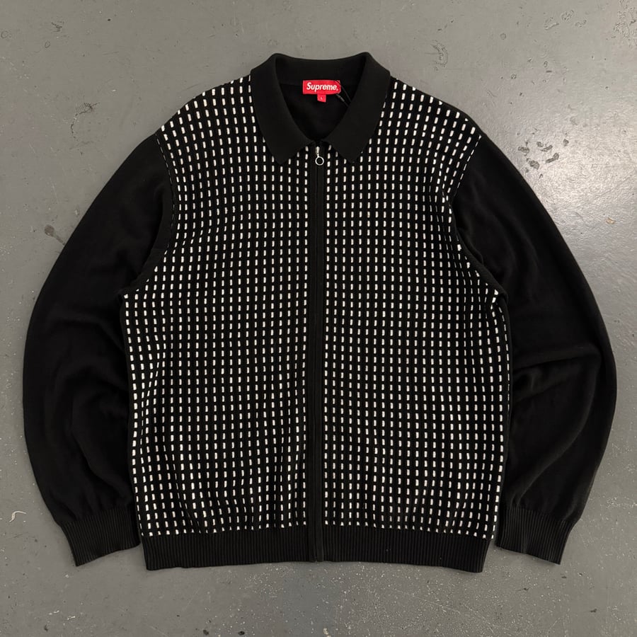 Image of SS18 Supreme Dashes Zip Up Knit Longsleeve Polo, size large
