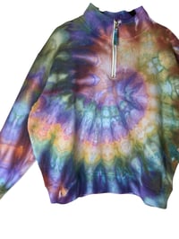 Image 4 of XL Ladies Quarter-Zip Pullover in Autumn Spiral Ice Dye