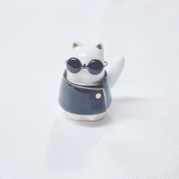 Image 2 of White cat with Gojo outfit Ceramic Figurine #1