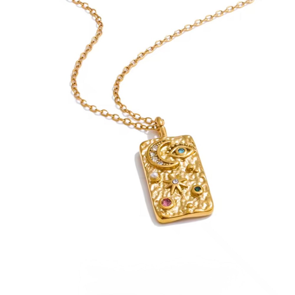 Image of ESTRELLA 18ct Gold Plated Celestial pendant necklace 