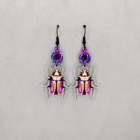 Iridescent Beetle Earrings