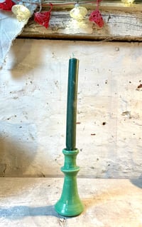 Image 1 of Small Wheel Thrown Candleatick - Green