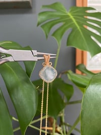 Image 4 of Gold Aquamarine Diamond Crystal Necklace