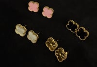Image 1 of clover earrings 18k gold plated waterproof and tarnish free 
