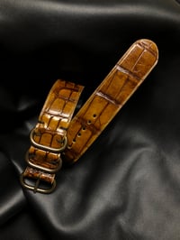 Image 1 of Antique Tan Alligator NATO Strap