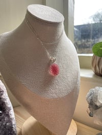 Image 2 of Silver Strawberry Quartz Oval Flower Crystal Necklace