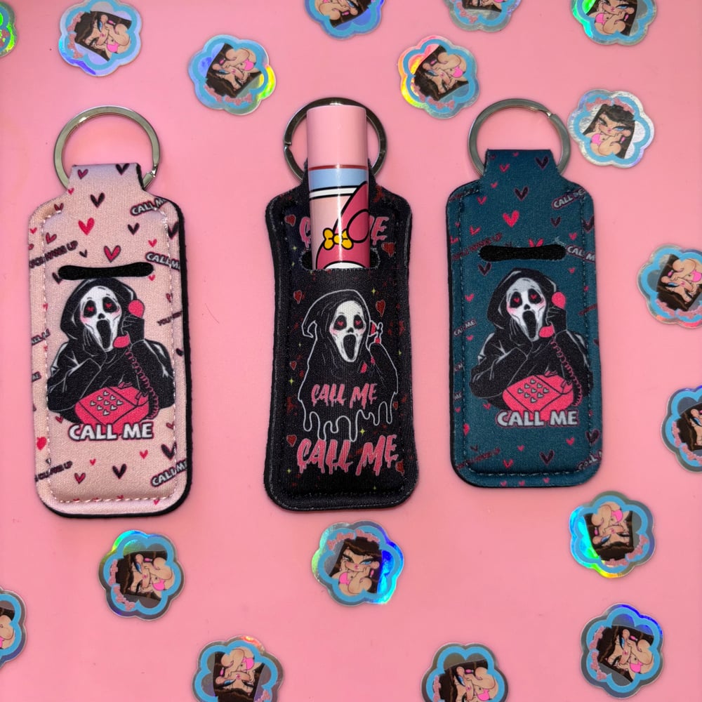 Image of Ghostface Lip Balm Holder Keychain