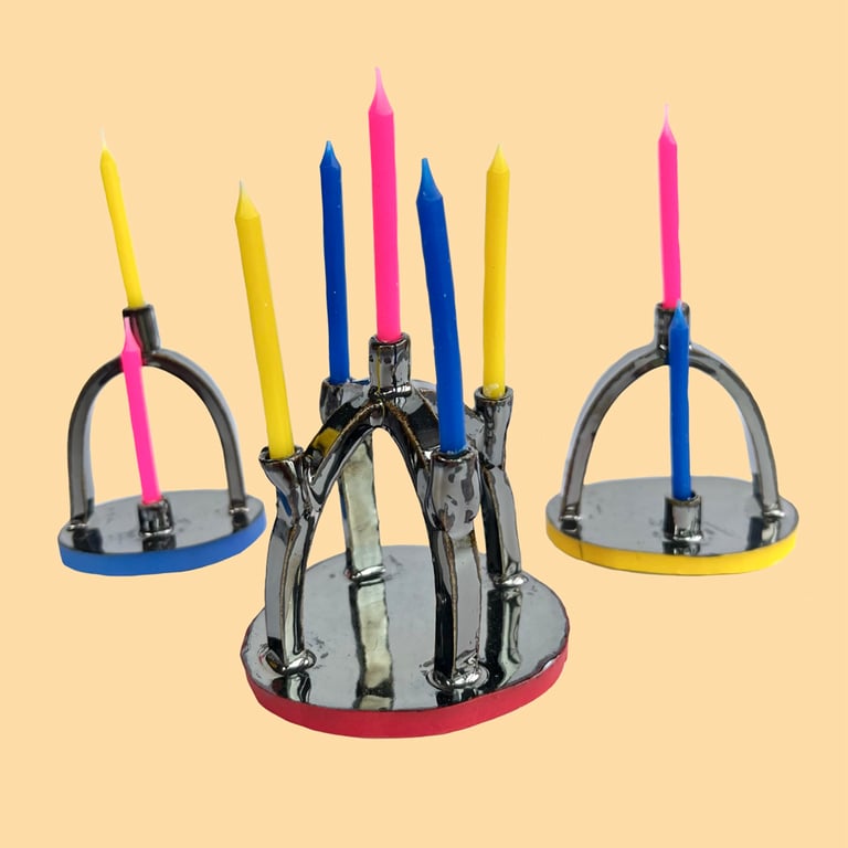  Chrome Birthday Candle Holders 