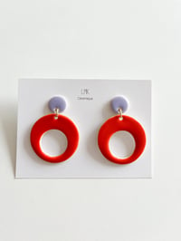 Paire de boucles d'oreilles céramique HOLI HOP PERCA lavande et orange sanguine 