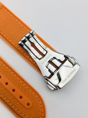 Image of 20mm-22mm grey/orange Nylon silicone Rubber Watch Strap Band,Omega seamaster Planet Ocean.