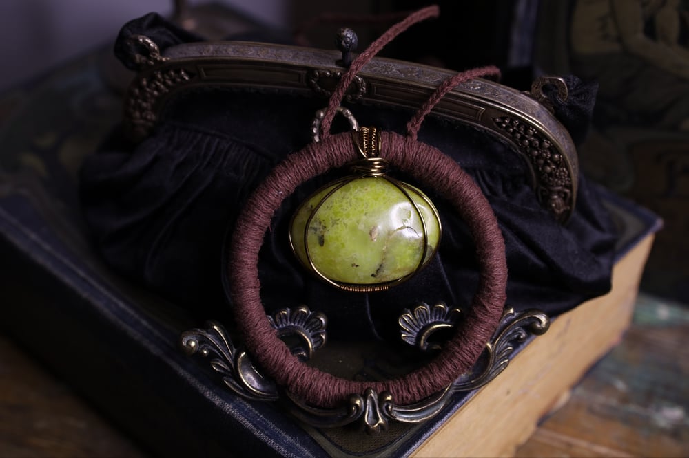 Image of Brown pistachio opal necklace