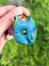 Image 2 of Aqua Green Kitty Face Pendant