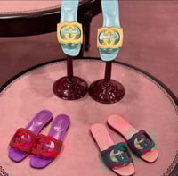 Image 1 of GG Color Block Suede Slides