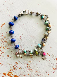 Image 2 of lapis turquoise and citrine charm bracelet