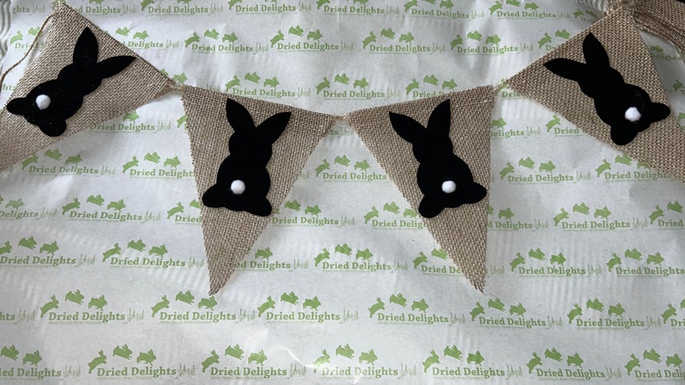 Image of Handmade hessian bunny bunting (customs colours available)