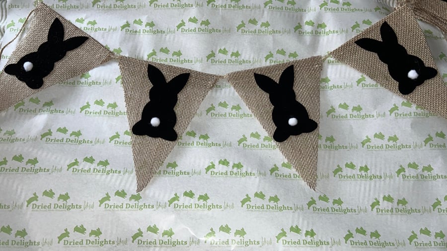 Image of Handmade hessian bunny bunting (customs colours available)