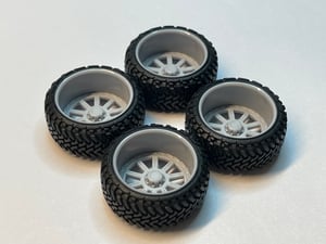 24” off road wheels w stretch wall tires