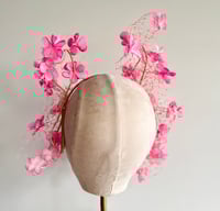 Image 2 of Pink floating flowers on veiling