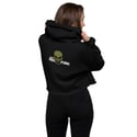 Black Crop Hoodie with Olive and White Logo