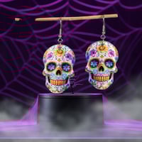 Image 3 of 3D Printed Fashionable Acrylic Colorful Smiling Face Shaped Dangle Earrings