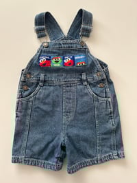 Image 1 of baby sesame denim shortalls