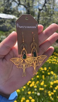 Image 1 of Teal Luna Moth Earrings 🌙