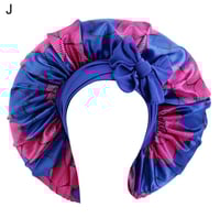 Image 4 of Hair Bonnet Satin Medium African Print Sleep Hat