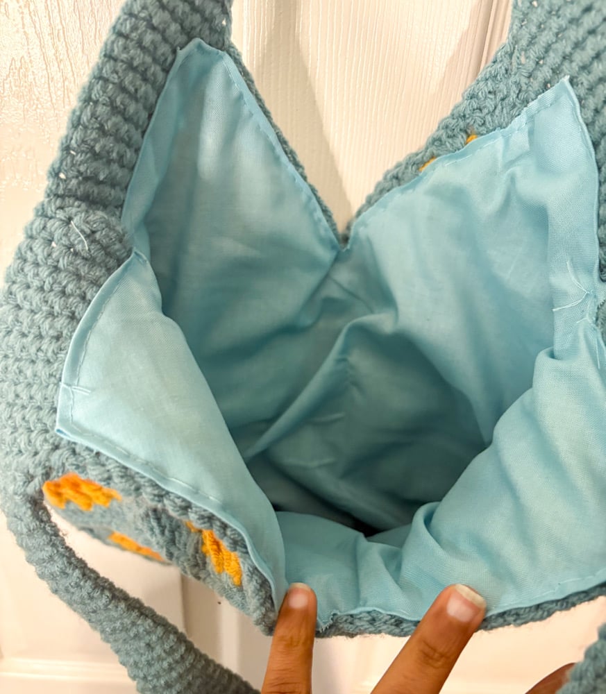 Image of Blue Sunflower Bag with Liner