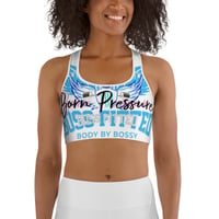 Image 1 of BOSSFITTED Baby Blue and White Born Pressure Sports Bra