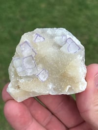 Image 8 of QR Code Fluorite On Druzy Quartz Matrix Specimen| Guizhou China #3058