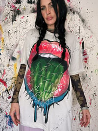 Image 2 of NR ART APPAREL “WATCH YOUR MOUTH” HAND PAINTED T-SHIRT LARGE