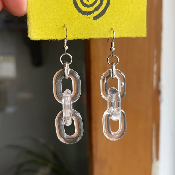 Image of clear chain earrings