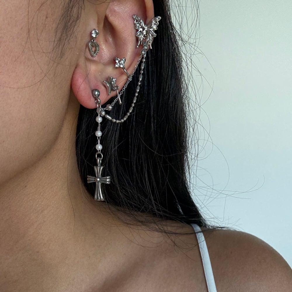 Image of Double Up Butterfly Ear Chain