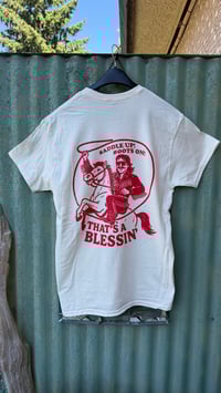 Image 2 of That's a Blessin' T-Shirt (Cream & Red) PRE-ORDER