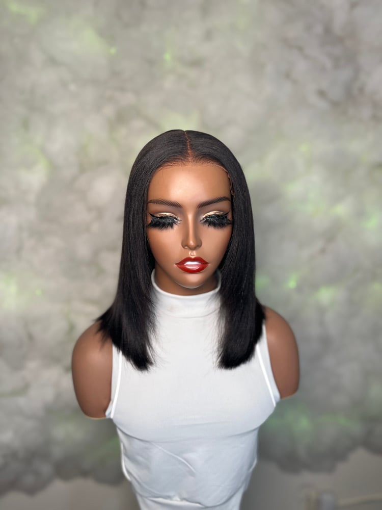 Image of FUN STEAL: Reshine Hair Layered Cut Bob Yaki straight Wig 9x6 T Part 12 inches 