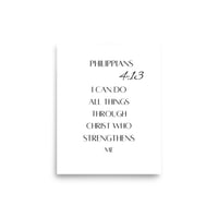 Image 1 of Philippians 4:13 I can do all things through Christ which strengthens me.  Paper Poster (NO FRAME)